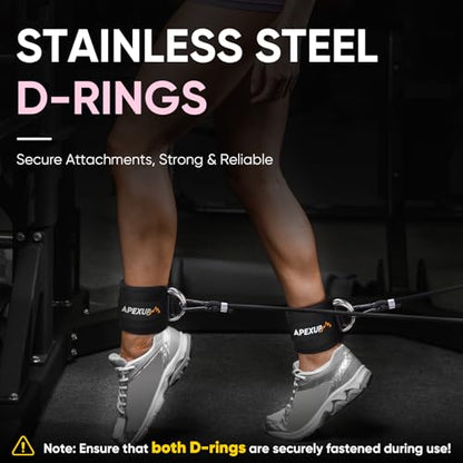APEXUP Ankle Strap for Cable Machine, Ankle Resistance Bands, Cable Kick Back Ankle Straps for Gym, Glute Workouts, Leg Extensions, Adjustable Straps with Neoprene Padding - color: Black, style: Single