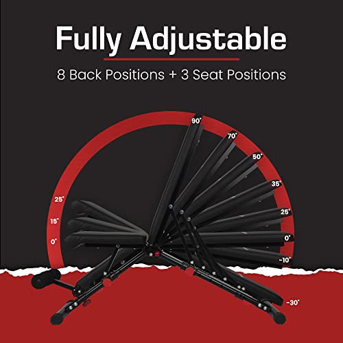 Adjustable Weight Bench By Core Home Fitness, Foldable Adjustable Bench for Full Body Workout, Incline/Decline/Flat Benchs FAB100