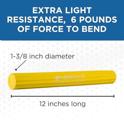THERABAND FlexBar Resistance Bar, Extra Light, Yellow Flex Therapy Bar for Physical Therapy, Wrist & Forearm Exercise Equipment, Non Slip Grip, Compact Design - color: Yellow - Extra Light, style: New Version