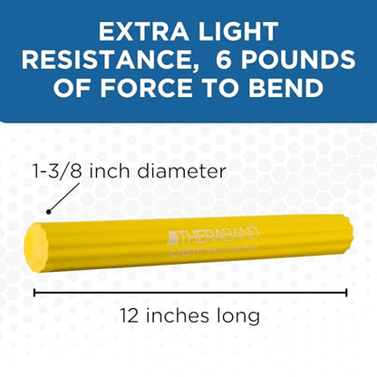 THERABAND FlexBar Resistance Bar, Extra Light, Yellow Flex Therapy Bar for Physical Therapy, Wrist & Forearm Exercise Equipment, Non Slip Grip, Compact Design - color: Yellow - Extra Light, style: New Version