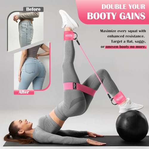 Ankle Resistance Bands with Cuffs & Fabric Resistance Bands Set - Legs & Glutes Workout Equipment for Women & Men, Home Gym Heavy Exercise Bands for Hip, Yoga, Strength Training, Rehab, Pilates
