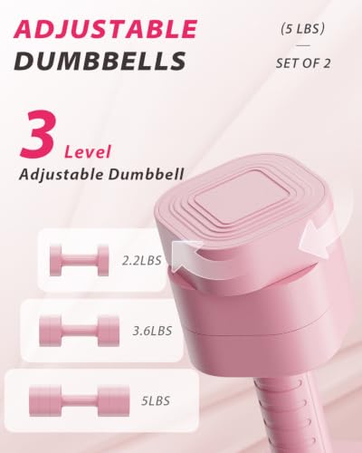 Ragebby Adjustable Dumbbell Set of 2, Weights for Men and Women at Home - color: PINK, style: 10LB(5LB Pair)