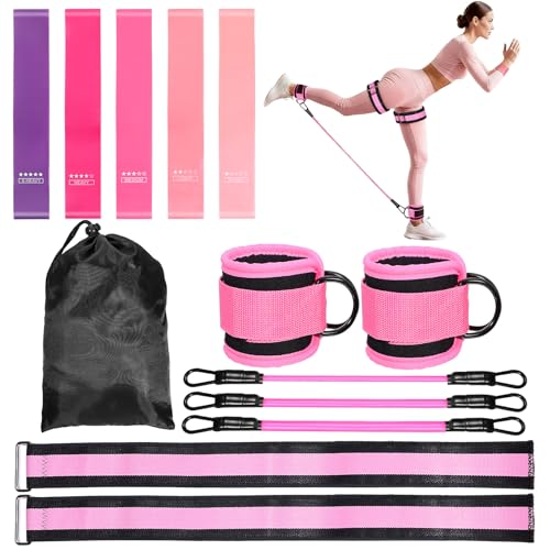 Resistance Bands Set, Adjustable Ankle Exercise Bands with Cuffs Home Gym Workout Fitness Equipment with Carry Bag for Women Leg Booty Butt Lift Kickbacks Hip Training Working Out Yoga