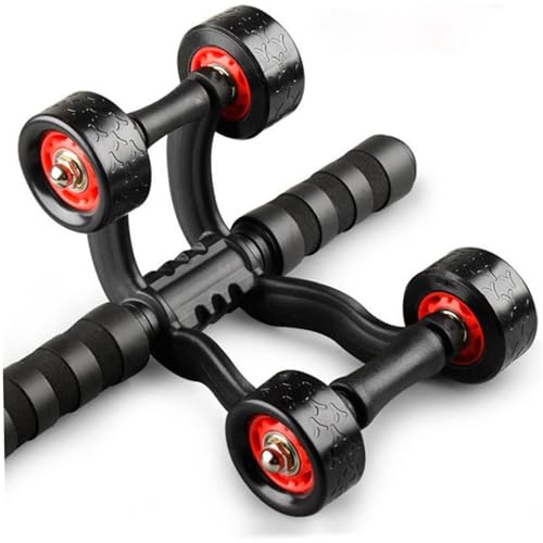 4-Wheel Ab Roller Abdominal Exercise Roller for Six Pack Abs, Core Workout Trainer, Stomach Exercises with Knee Mat, Sport Fitness for Men and Women