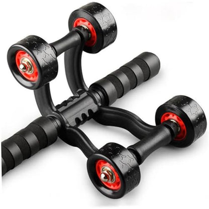 4-Wheel Ab Roller Abdominal Exercise Roller for Six Pack Abs, Core Workout Trainer, Stomach Exercises with Knee Mat, Sport Fitness for Men and Women