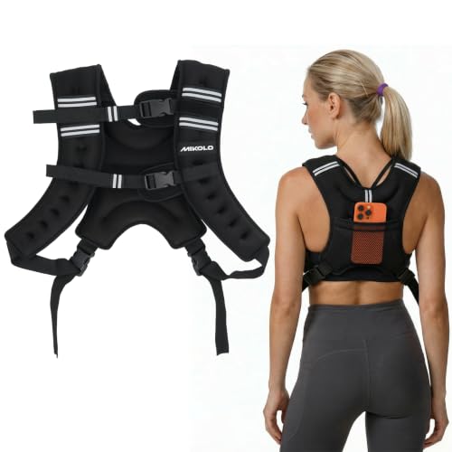 MIKOLO Weighted Vest, 8lb/12lb/16lb Weight Vest for Women & Men, Weight Vest with Reflective Stripe for Walking, Running, Strength Training & Workout(8lb) - size: 12lb