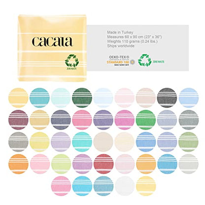 Cacala 100% Turkish Cotton Kitchen Tea Towels, Highly Absorbent Luxury Soft Quick Drying Dish Towel with Hanging Loop for Gym, Yoga, Bath, Sports, Cleaning and Kitchen (23 x 36), Apricot - color: Apricot