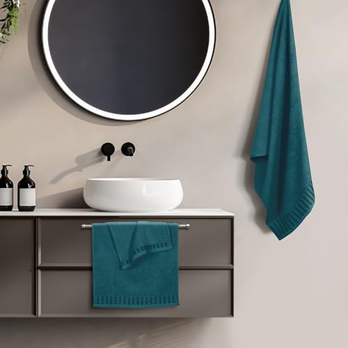 MALLONI HOME Ultra Soft 3 Pack Cotton Towel Set, Contains a Bath Towels 28x55 inch, a Hand Towels 16x24 inch & a Wash Coths 12x12 inch, Ideal Everyday use, Compact & Lightweight - Teal - color: Teal, size: 3 Pack Set