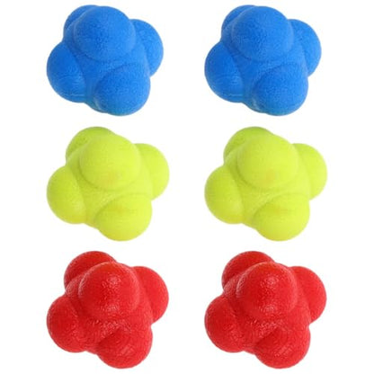 Veemoon 6pcs Hexagonal Reaction Balls Agility Reflex Training Balls 5.5cm Elastic Hand Eye Coordination for Adults Speed Goalkeeper Training