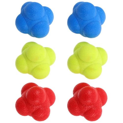 Veemoon 6pcs Hexagonal Reaction Balls Agility Reflex Training Balls 5.5cm Elastic Hand Eye Coordination for Adults Speed Goalkeeper Training