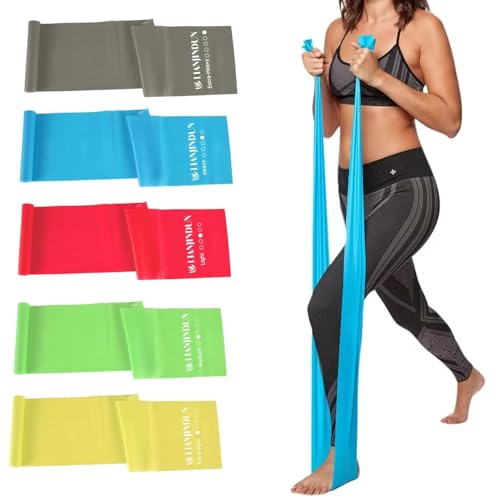 Lianjindun 5 Pcs Professional Resistance Bands. Latex-Free, Pilates Band, Work Out Bands, Stretch Bands for Working Out Women or Men, Exercise Bands Set for Pilates, Physical Therapy, Yoga - color: 5 Colour Set