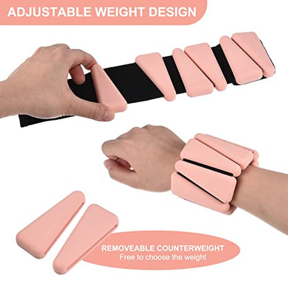 PATIKIL Ankle Weights for Women, 2Lbs Total (1Lb Each) Adjustable Wrist Weights with Removable Weights Arm Weights for Women & Men Yoga Training Walking Jogging Aerobics - color: Pink
