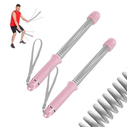 Weighted Battle Ropes, 2 Pack Portable Cordless Ropeless Battle Ropes for HIIT & Cardio, Full Body Workout Tool with Non Slip Handles, Travel Friendly Home Gym Equipment - color: Pink