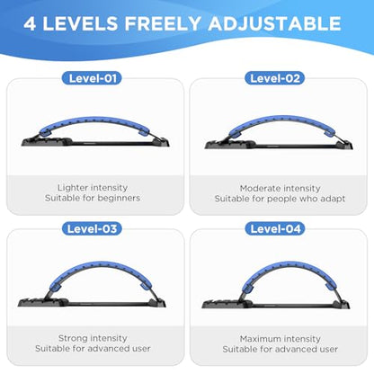 Back Stretcher for Lower Back Pain Relief, 4 Level Adjustable Lumbar Back Cracker Board, Back Cracking Device, Back Massager for Scoliosis, Spine Decompression and Lumbar Decompression(Black)