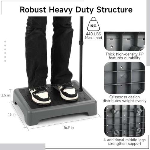Stepping Stool One-Step, Elderly Moveable Non-Slip Platform, 440 Lbs Strong Bearing Capacity Half Stair, Short Step Supportive Riser for Senior & S for Stairs Beds Cars