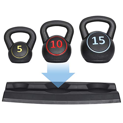 LEMY 3/4-Piece Kettlebell Strength Training Set, Fitness Equipment Exercise Wide Grip Kettlebells, Full Body Workout, Core Training for Home, Gym - size: 5-10-15LB