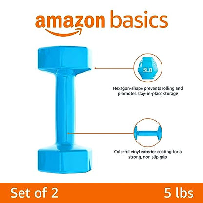 Amazon Basics Vinyl Coated Dumbbell Hand Weights - style: 5 Pounds, Pair
