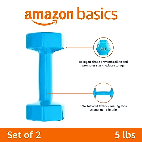 Amazon Basics Vinyl Coated Dumbbell Hand Weights - style: 5 Pounds, Pair