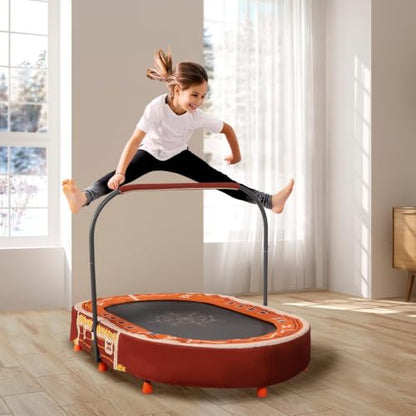 Indoor Trampoline, 55" Foldable Trampoline with Handle, Oval Trampoline for Kids, Play Rebounder, Kids Trampoline Indoor, Gift for Girls Age 3+