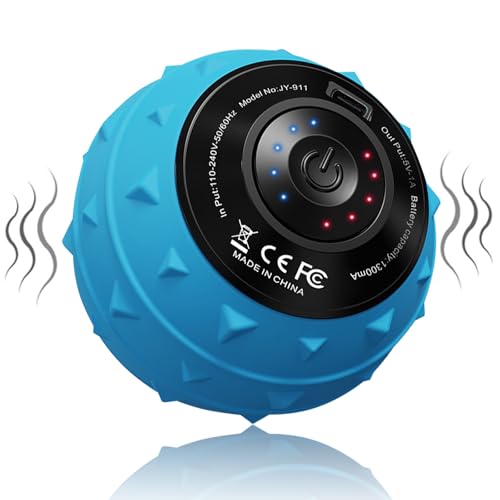 5-Speed Vibrating Massage Ball: Silicone Electric Massager with Auto Shut-Off, Physical Therapy Ball for Fitness, Mobility, and Relaxation, Wellness Gift (Blue) - color: Blue