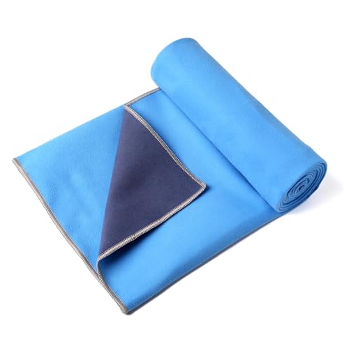 Eunzel Hot Yoga Towel, Reversible Two-Tone Non-Slip Yoga Mat Towel, Sweat Absorbent for Hot Yoga, Pilates and Workout, 72" x 26.5", Navy& Blue - color: Navy& Blue