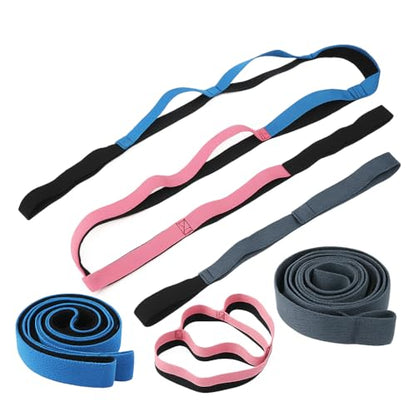 Yoga Stretch Strap with 10 Loops – Non-Elastic Strap for Flexibility, Physical Therapy, Pilates, and Home Workout (Blue)