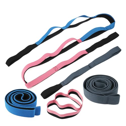 Yoga Stretch Strap with 10 Loops, Non-Elastic Stretching Strap for Physical Therapy, Pilates, Flexibility Training, Hamstring Stretching, Dance, Gymnastics & Home Workout