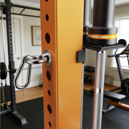 VAIIO 2-in-1 Olympic Barbell Holder and Resistance Band Anchor for Power Racks, Fits 5/8"-1" Holes, Heavy Duty Steel Bar Storage Hanger with Protective Padding