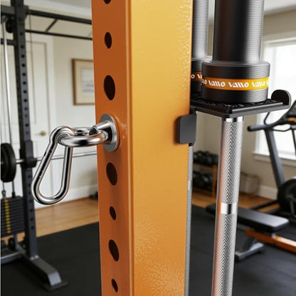 VAIIO 2-in-1 Olympic Barbell Holder and Resistance Band Anchor for Power Racks, Fits 5/8"-1" Holes, Heavy Duty Steel Bar Storage Hanger with Protective Padding