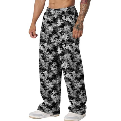 Graphic Print Pants for Men Elastic Waisted Wide Leg Baggy Sweatpants Joggers Loose Fit Streetwear Pants with Pockets - color: Style19, size: Large