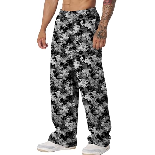 Graphic Print Pants for Men Elastic Waisted Wide Leg Baggy Sweatpants Joggers Loose Fit Streetwear Pants with Pockets - color: Style19, size: Large