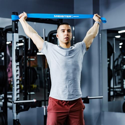 Meister X Band Comfort-Width 41" x 2" Resistance Bands - X-Wide Premium Loop Bands - style: Medium / Blue