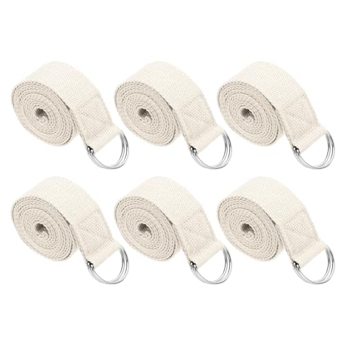 PATIKIL Yoga Strap for Stretching Cotton Yoga Belt with Adjustable Metal D-Ring Buckle Stretch Bands for Fitness Pilates - color: White, size: 6 Feet