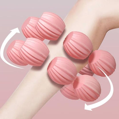15 Wheels Massage Roller, Cellulite Appearance Circular Leg Clamp Massage Relax Roller, Muscle Relaxer for Legs, Thighs, Arm, Indoor Sports Yoga Bodybuilding Equipment (Pink)