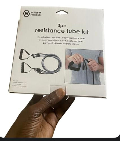 Series-8 Fitness™ 3pc Resistance Tube Kit, Light, Medium & Heavy, 7 Resistance Levels
