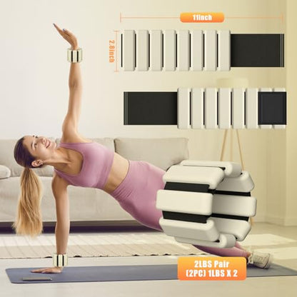 Ankle Weight Wrist Weight 2 Pack (1lb Each) Adjustable Arm and Leg Weight Suitable for Women and Men Pilates Gym Yoga Aerobic Strength Training - color: Beige
