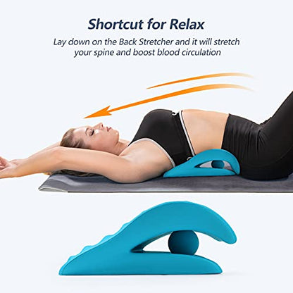 RESTCLOUD Back Stretcher for Back Pain Relief, Back Stretching Cushion, Chronic Lumbar Support Pillow Helps with Spinal Stenosis, Herniated Disc and Sciatica Nerve Pain Relief Lumbar Stretcher - color: Blue