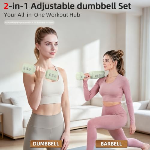 Abahub 2 in 1 Kettlebell & Dumbbell Set, Adjustable Dumbbell for Home Gym - color: Green