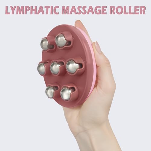 Lymphatic Massage Roller for Cellulite Remover Body Sculpting - Handheld Cellulite Massage Tool for Body Bloat Blood Circulation Lymphatic Drainage Pink - size: Steel Roller-pink