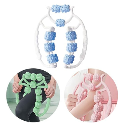 Massage Roller for Legs Foam Roll 15 Wheels Portable Exercise 360 ° Deep Tissue Massage Tool for Gym Physics, Blue - color: Blue