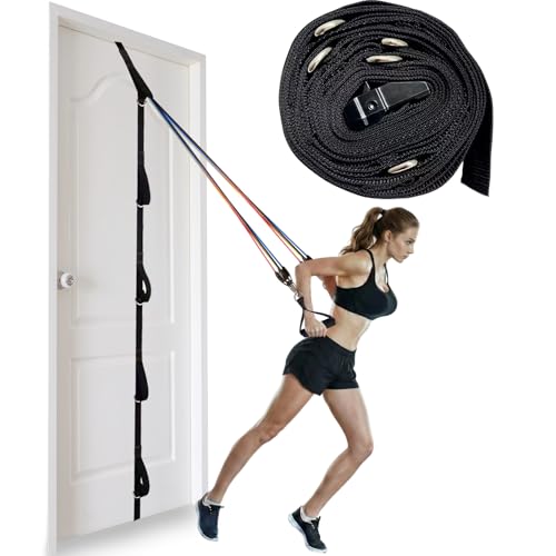 Door Anchor Strap for Resistance Bands - Multi-Point Door Gym Attachment with 5 Stainless Steel D-Rings - Adjustable Home Fitness Equipment for Full Body Workout & Strength Training