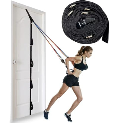 Door Anchor Strap for Resistance Bands - Multi-Point Door Gym Attachment with 5 Stainless Steel D-Rings - Adjustable Home Fitness Equipment for Full Body Workout & Strength Training