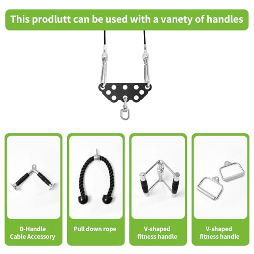 Multi-Grip LAT Pull Down Bar Hardened Powder-Coated Finish, 360° Rotating Stainless Steel Adapter, Neutral & Wide Grip Spreader Bar for Pulley System Gym & Cable Machines - color: BLACK-6in