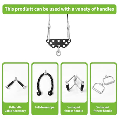 Multi-Grip LAT Pull Down Bar Hardened Powder-Coated Finish, 360° Rotating Stainless Steel Adapter, Neutral & Wide Grip Spreader Bar for Pulley System Gym & Cable Machines - color: BLACK-6in