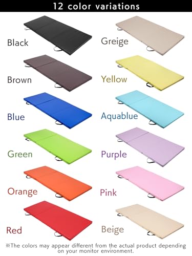 KaRaDaStyle Gymnastics Mat Folding Stretch Mats 71"x31"x2" Exercise Muscle Training Children Play Horizontal Bar Mat Yoga Sports Soundproof Home Use - color: Beige/3-fold