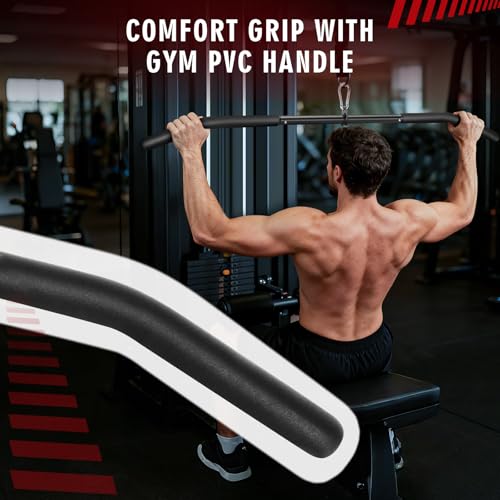 39.7'' LAT Pulldown Bar with Full Rotation, Lat Pulldown Attachments for Pulley Cable Machine,Curl Tricep Press Down Bar with Rubber Handle for Gym,Strength Workout
