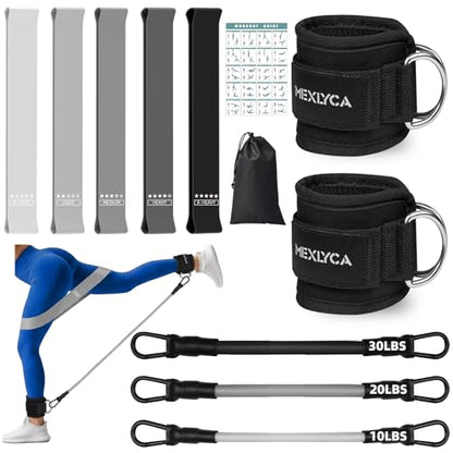 Resistance Bands Set – Resistance Band and Adjustable Ankle Exercise Bands with Cuffs Great Equipment for Training, Working Out, Yoga,Home Gym with Training Guidance & Carry Bag,Set of 8