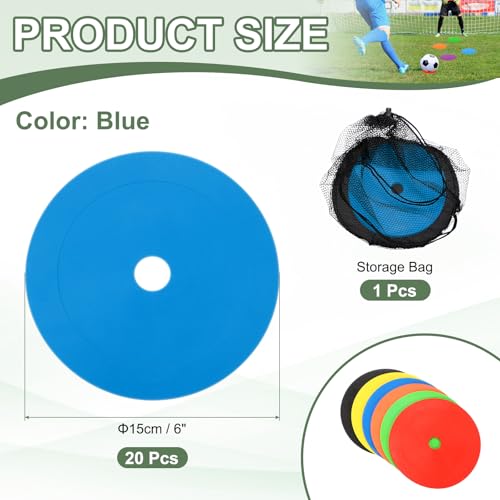 Flat Cones Spot Markers, Non-Slip Spot Marker Agility Dot Soccer Cones with Drawstring Bags - color: Blue