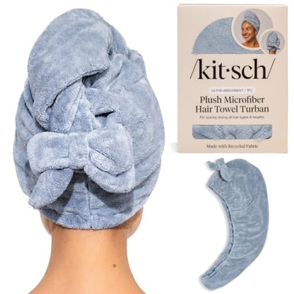 Kitsch XL Microfiber Hair Towel Wrap for Women - color: Coastal Blue