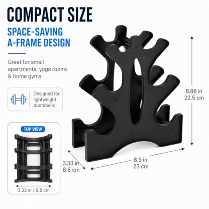 Dumbbell Rack Stand,3-Tier Compact Plastic A-Frame Weight Storage Tree for Home Gym - Lightweight Organizer Holder for Neoprene Hand Weights 23x22.5x8.5cm(Dumbbells Not Included)